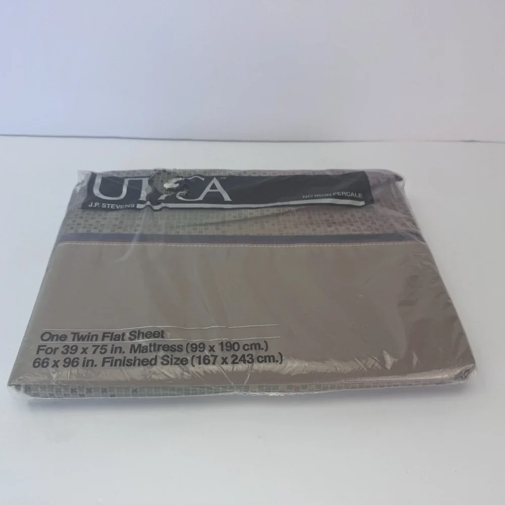 Lot of 2 VTG 1983 Utica J.P Stevens Cardigan Plaid Percale Sheets NOS
